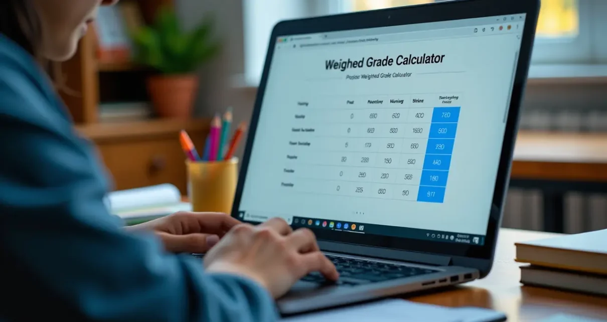 Kalkulator Ocen Ważonych Online: Oblicz Swoją Średnią Szybko i Dokładnie! Darmowe Narzędzie 1 Interfejs darmowego kalkulatora ocen ważonych online, pomagającego szybko obliczyć średnią ważoną.