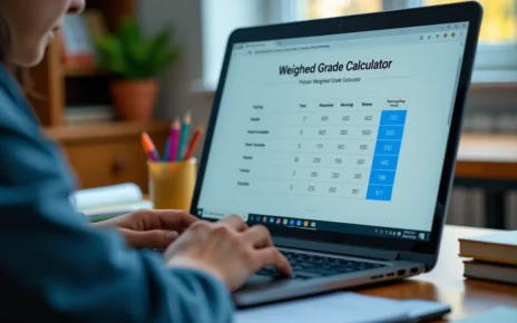 Kalkulator Ocen Ważonych Online: Oblicz Swoją Średnią Szybko i Dokładnie! Darmowe Narzędzie 4 Interfejs darmowego kalkulatora ocen ważonych online, pomagającego szybko obliczyć średnią ważoną.