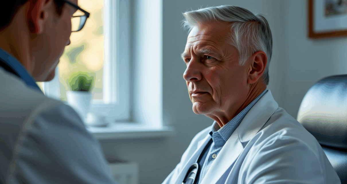 Terapeuta pomagający pacjentowi z bólem fantomowym, oferując skuteczne leczenie. Ilustracja wsparcia medycznego.