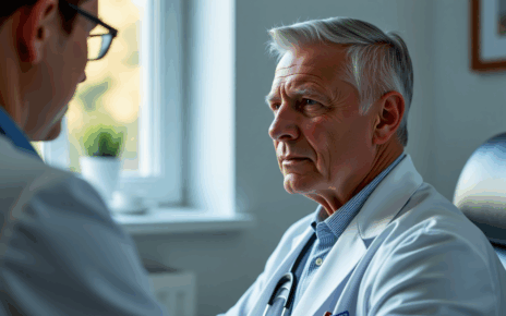 Terapeuta pomagający pacjentowi z bólem fantomowym, oferując skuteczne leczenie. Ilustracja wsparcia medycznego.