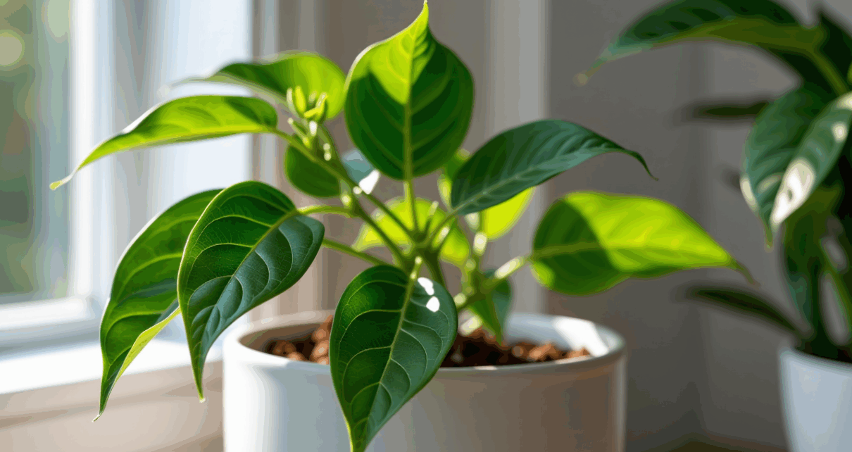 Różne gatunki fikusów doniczkowych, od małych po duże, w nowoczesnych doniczkach, z bujnymi zielonymi liśćmi, w dobrze oświetlonym pomieszczeniu.