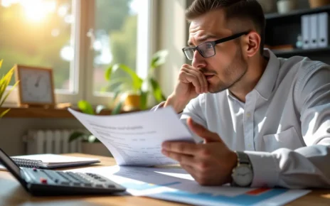 Zasiłek rehabilitacyjny: Jak obliczyć wysokość i kto ma do niego prawo? 3 Kobieta analizuje dokumenty z kalkulatorem. Wyjaśnienie, jak obliczyć wysokość zasiłku rehabilitacyjnego.