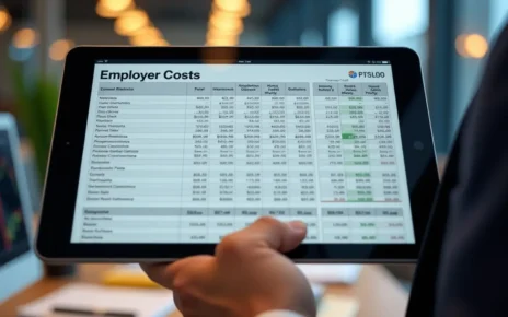 Kalkulator Wynagrodzeń 2023 Koszty Pracodawcy: Pełne Rozliczenie 3 Kalkulator wynagrodzeń 2023 koszty pracodawcy na ekranie monitora, wyświetlający szczegółowe rozliczenie finansowe.