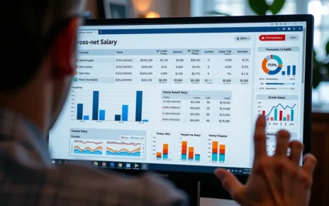 Kalkulator Wynagrodzeń Gofin: Kompleksowy Przewodnik Brutto-Netto dla Pracownika i Przedsiębiorcy 2 Interaktywny kalkulator wynagrodzeń Gofin na ekranie komputera, pokazujący przeliczenia brutto-netto dla pracownika.