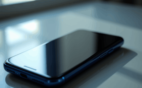 Szkło hartowane na ekranie iPhone'a 14, zapewniające skuteczną ochronę wyświetlacza przed uszkodzeniami.