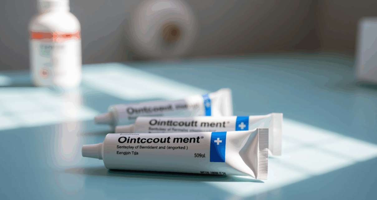 Skuteczne Maści na Świerzb: Kompleksowy Przewodnik po Preparatach, Stosowaniu i Leczeniu 1 Zbliżenie na tubkę maści, ulotka informacyjna oraz skóra z widocznymi zmianami skórnymi.