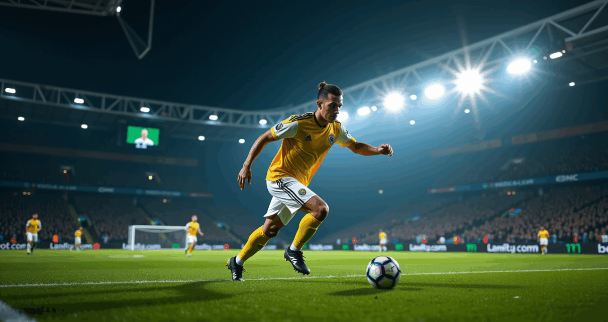 Kylian Mbappe obecny klub: Gdzie gra? Analiza przyszłości gwiazdy 1 Kylian Mbappe w dynamicznej akcji, reprezentujący swój obecny klub piłkarski. Fani obserwują go.