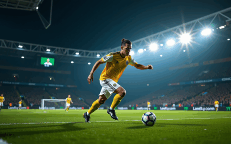 Kylian Mbappe obecny klub: Gdzie gra? Analiza przyszłości gwiazdy 2 Kylian Mbappe w dynamicznej akcji, reprezentujący swój obecny klub piłkarski. Fani obserwują go.