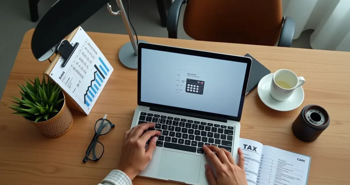 Interfejs online z polami do wprowadzania danych, wyświetlający wyniki obliczeń dla kalkulatora ryczałtu ewidencjonowanego.