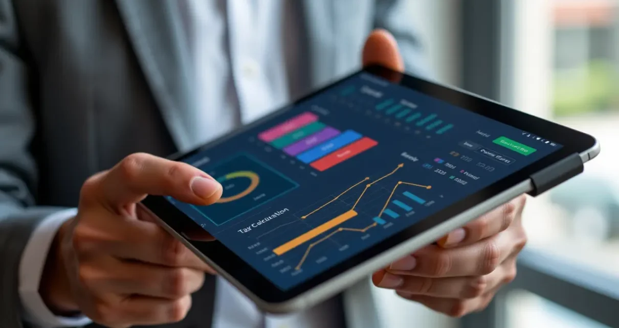 Infakt Kalkulator Podatkowy dla JDG – PIT, VAT, ZUS | Oblicz Podatki 1 Interaktywny panel infakt kalkulator podatkowy dla JDG, wyświetlający obliczenia PIT, VAT i ZUS.
