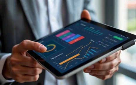 Interaktywny panel infakt kalkulator podatkowy dla JDG, wyświetlający obliczenia PIT, VAT i ZUS.