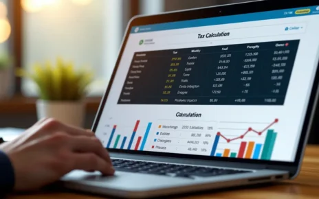 Ekran komputera z interfejsem kalkulatora podatkowego 2024, szybko obliczającego PIT, liniowy i ryczałt.