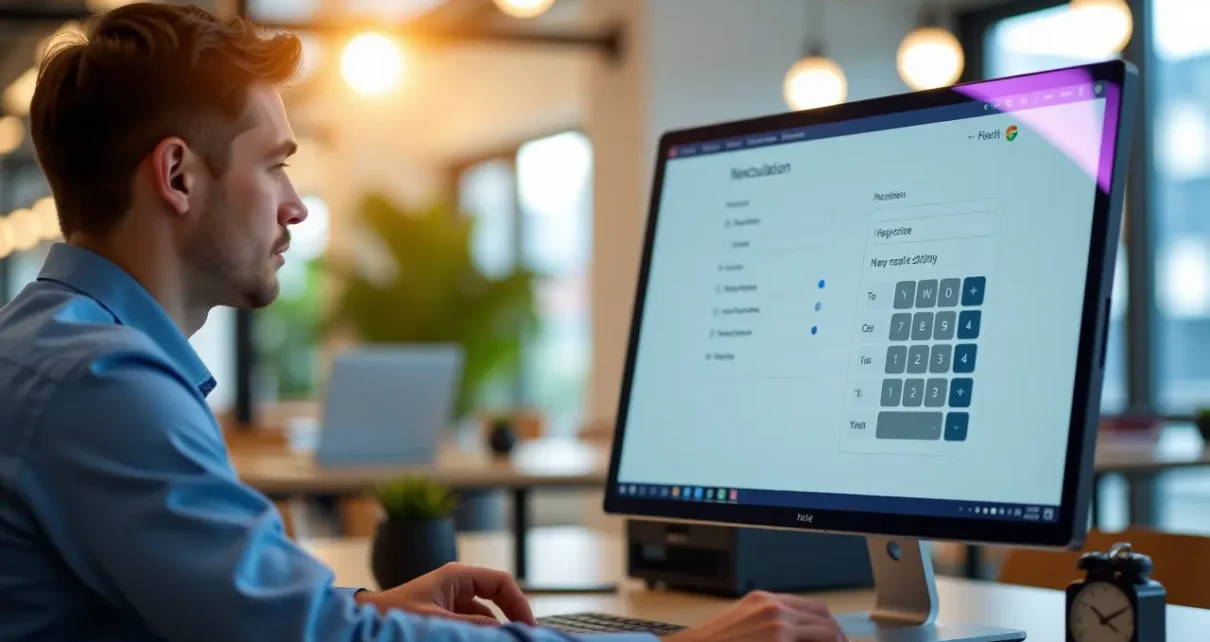 Kalkulator Okresu Wypowiedzenia Umowy o Pracę | Oblicz Swój Termin Szybko i Dokładnie 1 Komputer wyświetlający kalkulator okresu wypowiedzenia umowy o pracę, ułatwiający szybkie obliczenia.