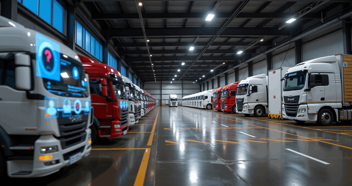 Ciężarówka z logo Amazon na tle polskiego krajobrazu, symbolizująca system Amazon Relay Polska dla przewoźników.