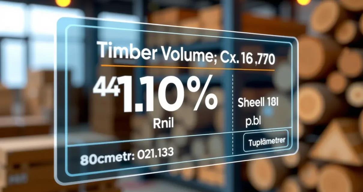 Interfejs online kalkulatora objętości drewna, prezentujący precyzyjne wyniki obliczeń w metrach sześciennych.