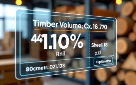 Kalkulator Objętości Drewna w m³ – Precyzyjne Obliczenia Online 1 Interfejs online kalkulatora objętości drewna, prezentujący precyzyjne wyniki obliczeń w metrach sześciennych.
